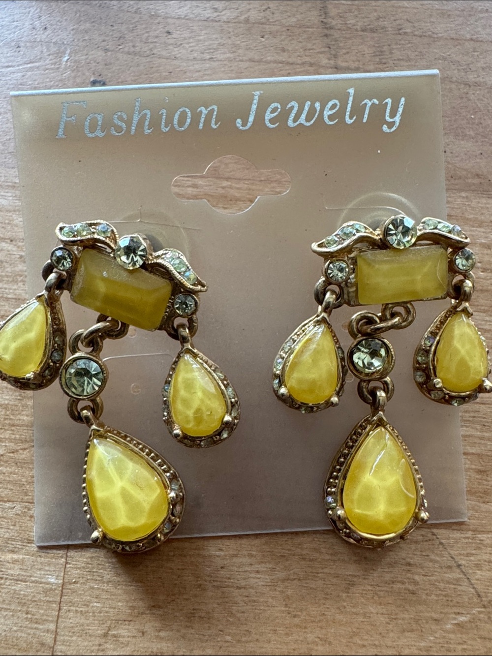 Fashion Jewelry Yellow Drop Crystal Chandelier Earrings